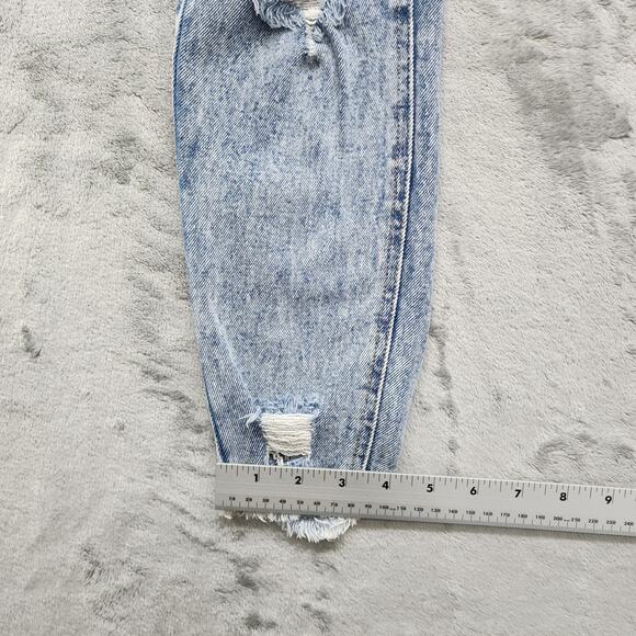 Tinseltown Jeans Womens 3‎ Juniors Blue Destructed High Rise Mom Jean Distressed - Picture 9 of 10